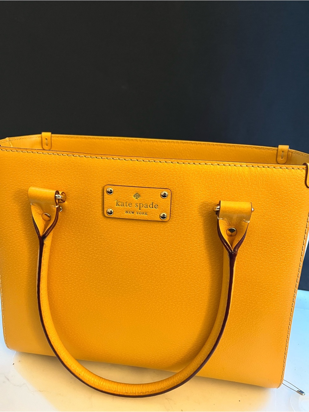 kate spade Yellow Leather Tote with Gold Plaque